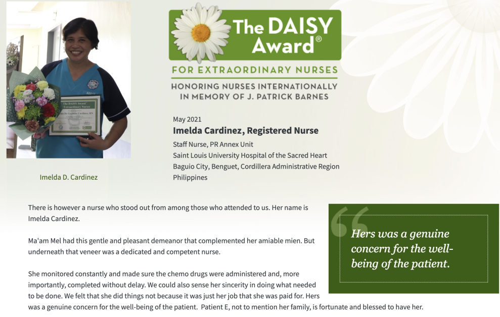Daisy Award Imelda Cardinez SLU 