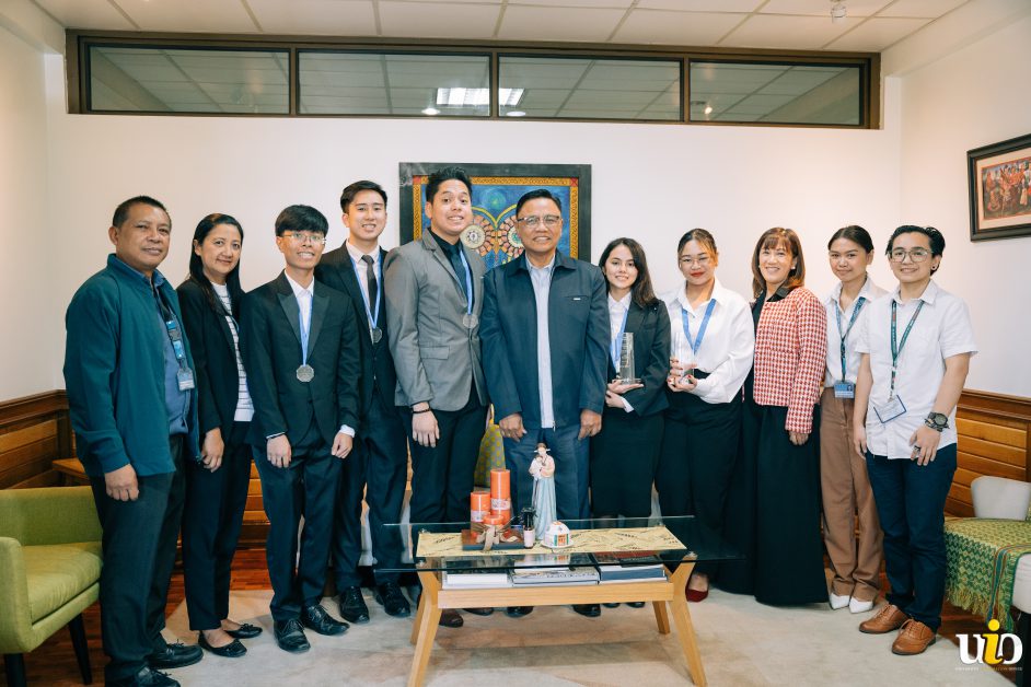 "Questify" and "Career Catalyst" Teams during the Courtesy Call with SLU President Rev. Fr. Gilbert B. Sales, CICM, PhD