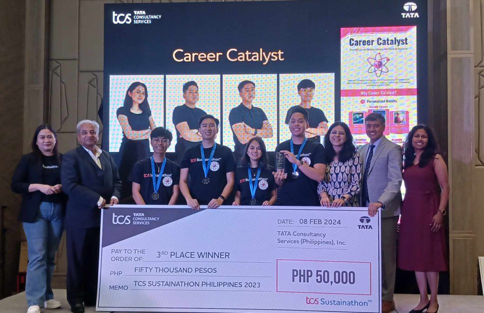 Team "Career Catalyst" receiving 3rd place during TCS Sustainathon Finals 2023