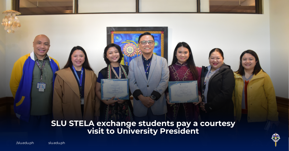 SLU STELA exchange students pay a courtesy visit to University President